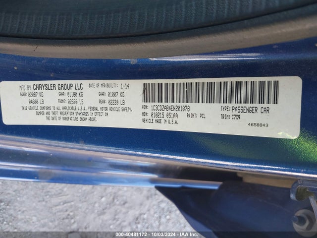Dodge AVENGER SE 2014 1C3CDZAB4EN201078 Image 9