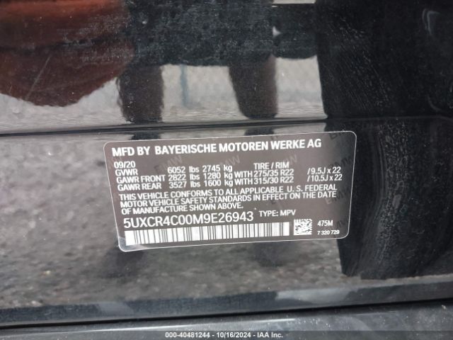 5UXCR4C00M9E26943 BMW X5 Sdrive40i