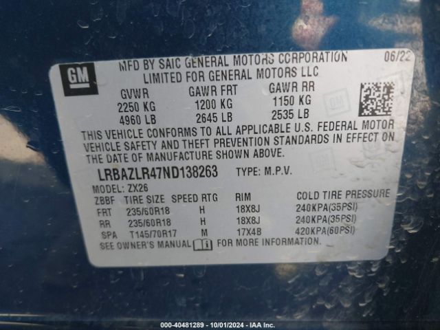 LRBAZLR47ND138263 Buick Envision Fwd Preferred