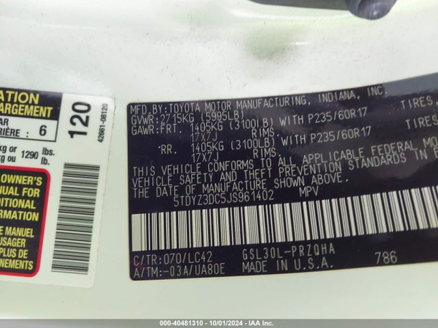 Toyota Sienna Xle 8 Passenger 2018 5TDYZ3DC5JS961402 Image 9