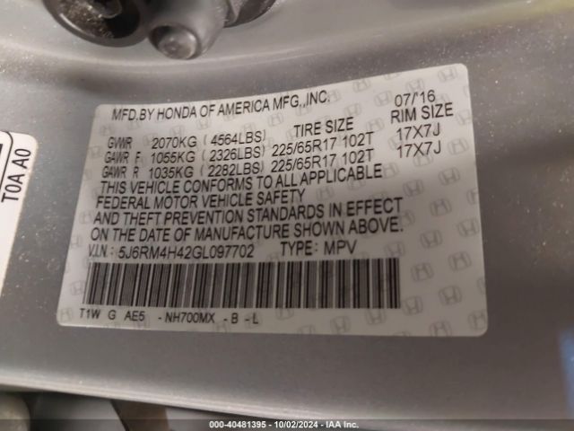 5J6RM4H42GL097702 Honda CR-V SE
