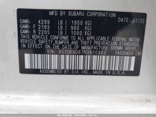 4S3GKAD67N3610903 Subaru Impreza Premium