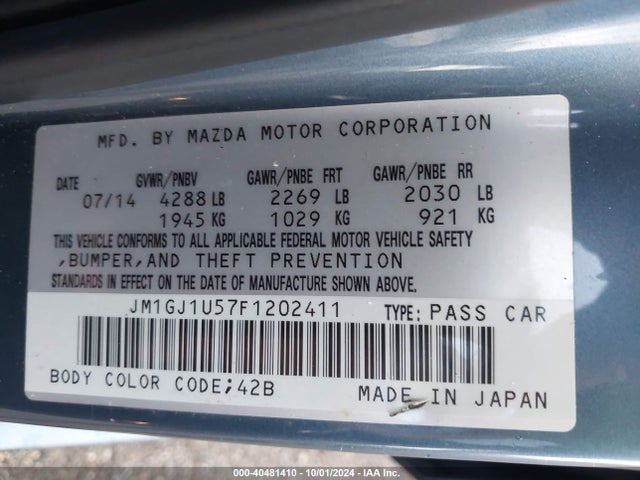 JM1GJ1U57F1202411 Mazda Mazda6 I Sport