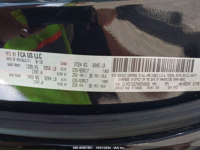 2C4RC1DG7HR554939 Chrysler Pacifica Touring