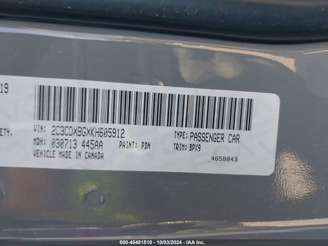Dodge Charger Sxt Rwd 2019 2C3CDXBGXKH605912 Image 9