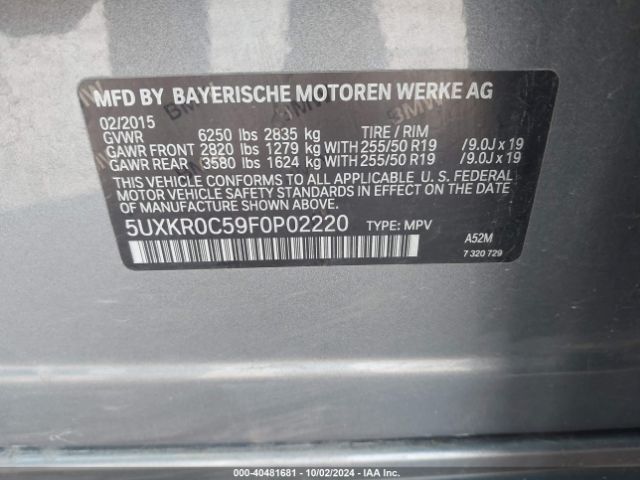 5UXKR0C59F0P02220 BMW X5 Xdrive35i