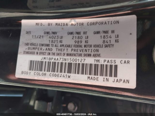 JM1BPAA73N1500127 Mazda Mazda3 2.0