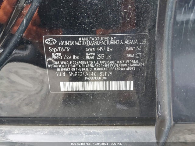 Hyundai Sonata Limited 2019 5NPE34AF4KH821129 Image 9
