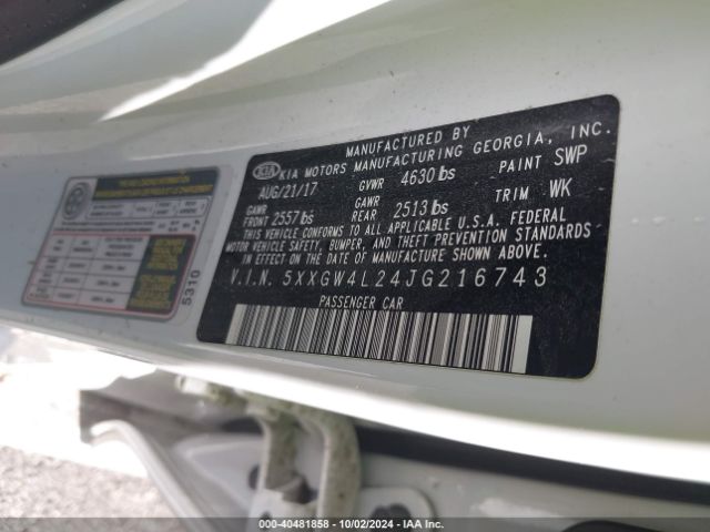 5XXGW4L24JG216743 KIA Optima Sx Turbo