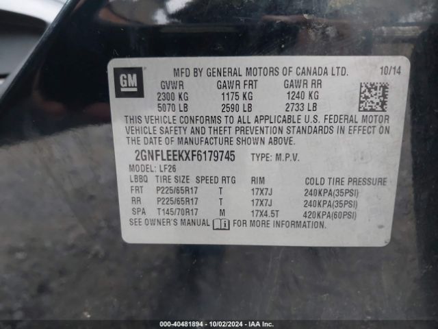 2GNFLEEKXF6179745 Chevrolet EQUINOX LS