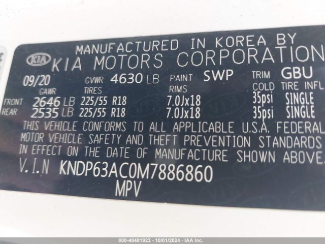 KNDP63AC0M7886860 KIA SPORTAGE S
