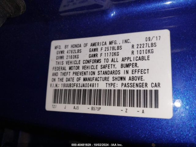 19UUB3F63JA004811 Acura TLX
