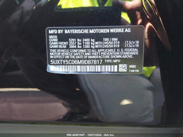 5UXTY5C06M9D87817 BMW X3 Xdrive30i