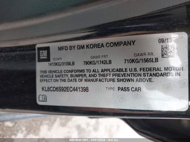 KL8CD6S92EC441398 Chevrolet Spark 1lt Auto
