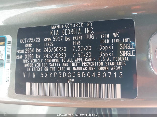 5XYP5DGC6RG460715 KIA Telluride Sx X-line
