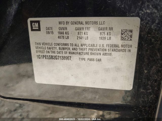 1G1PE5SB2G7138967 Chevrolet Cruze Limited 1lt Auto