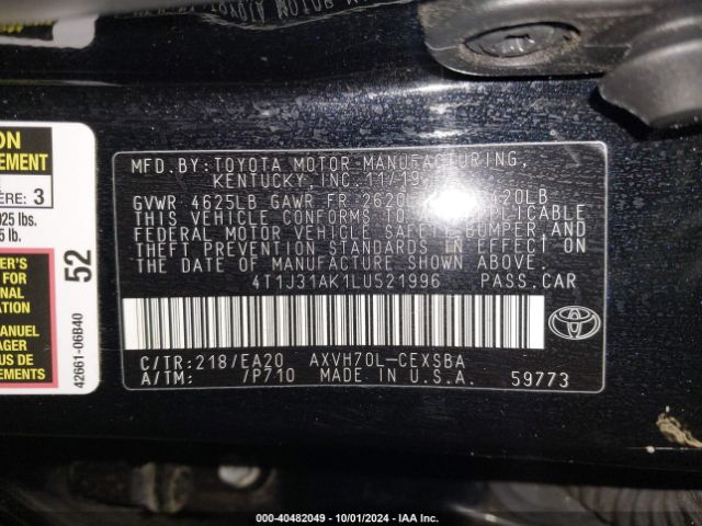 4T1J31AK1LU521996 Toyota Camry Se Hybrid