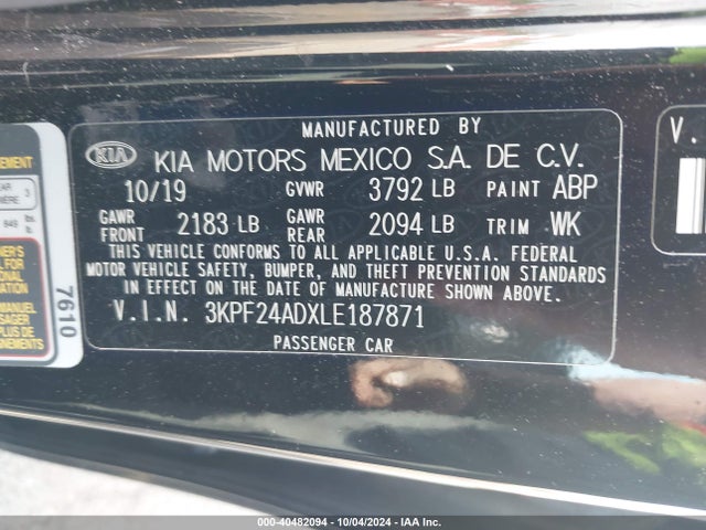 KIA Forte Lxs 2020 3KPF24ADXLE187871 Image 9