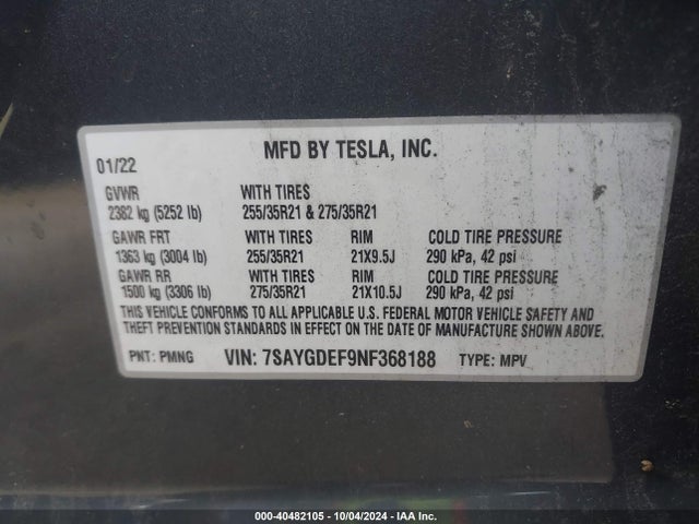 2022 TESLA MODEL Y 7SAYGDEF9NF368188 Photo 8