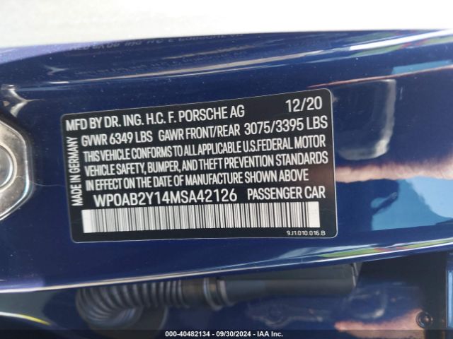 WP0AB2Y14MSA42126 Porsche TAYCAN 4S