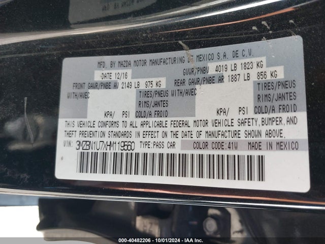 3MZBN1U7XHM119560 Mazda Mazda3 Sport