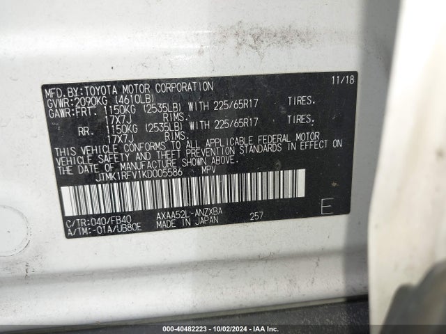 Toyota RAV4 LE 2019 JTMK1RFV1KD005586 Image 9