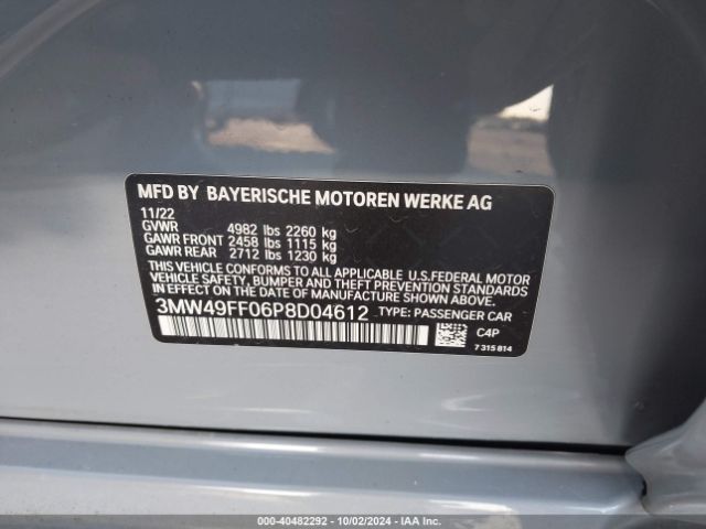 3MW49FF06P8D04612 BMW 3 Series M340i Xdrive