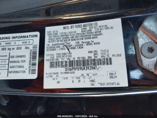 3FA6P0PU9GR393947 Ford Fusion Energi Se Luxury