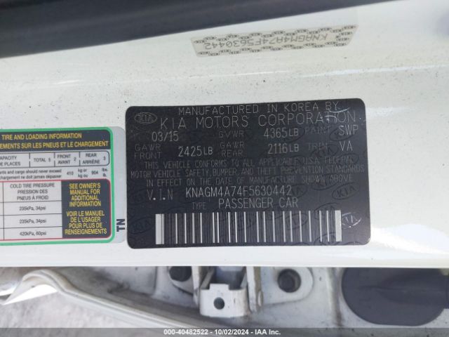 KNAGM4A74F5630442 KIA Optima Lx
