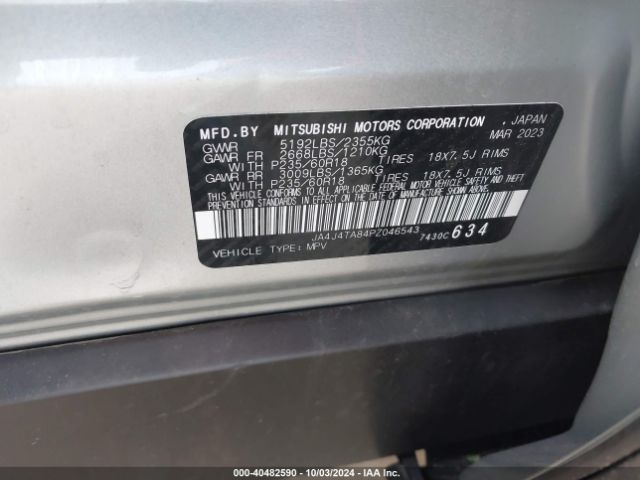 JA4J4TA84PZ046543 Mitsubishi Outlander Es 2.5
