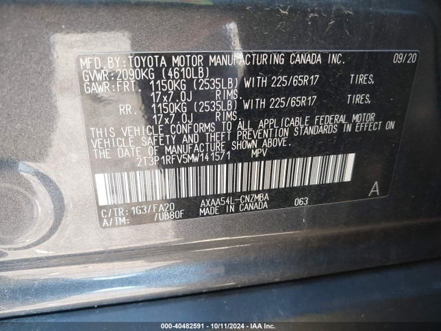 Toyota Rav4 Xle 2021 2T3P1RFV5MW141571 Image 9