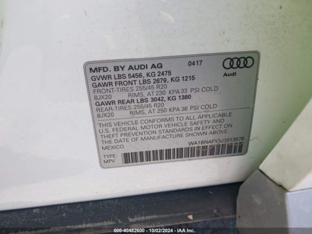 WA1BNAFY3J2013578 Audi Q5