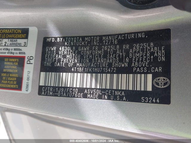 Toyota CAMRY LE 2017 4T1BF1FK1HU715472 Image 9