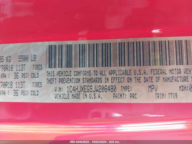 1C4HJXEG9JW206480 Jeep Wrangler Unlimited Sahara 4x4