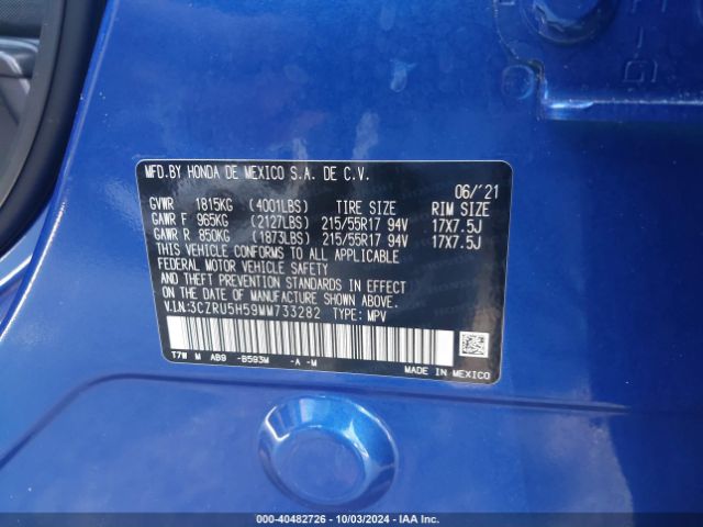 3CZRU5H59MM733282 Honda Hr-v 2wd Ex