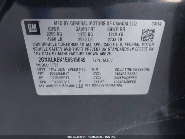 Chevrolet EQUINOX LS 2014 2GNALAEK1E6315049 Image 9