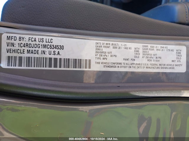 1C4RDJDG1MC634530 Dodge Durango Gt Plus Awd