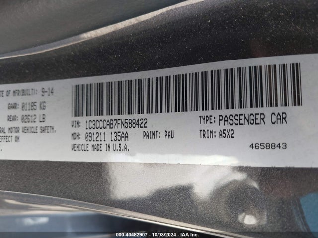 Chrysler 200 Limited 2015 1C3CCCAB7FN588422 Image 9