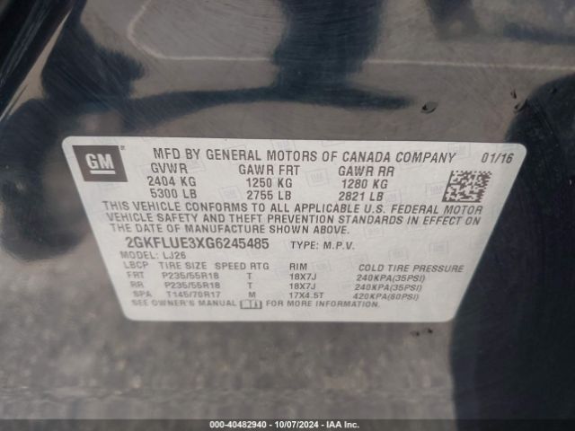 2GKFLUE3XG6245485 GMC Terrain Slt