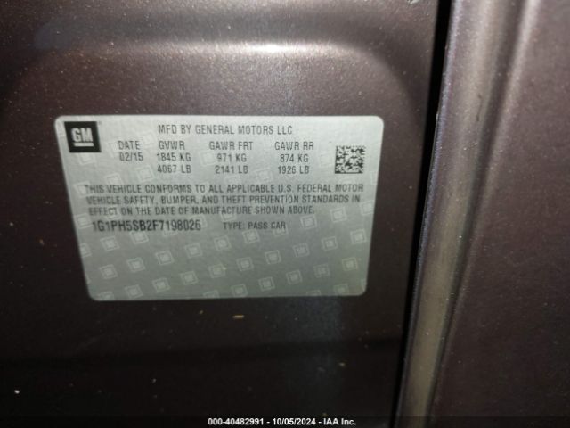 1G1PH5SB2F7198026 Chevrolet Cruze Eco Auto