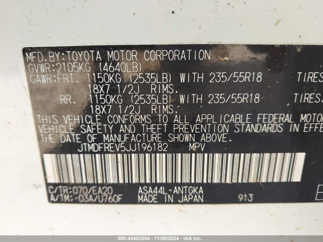 Toyota Rav4 Limited 2018 JTMDFREV5JJ196182 Image 9