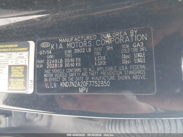 KIA Soul 2015 KNDJN2A20F7752850 Image 9