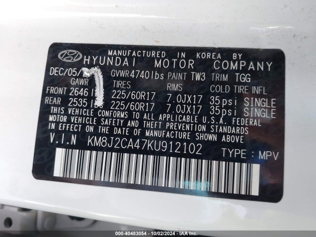Hyundai TUCSON SE 2019 KM8J2CA47KU912102 Image 9