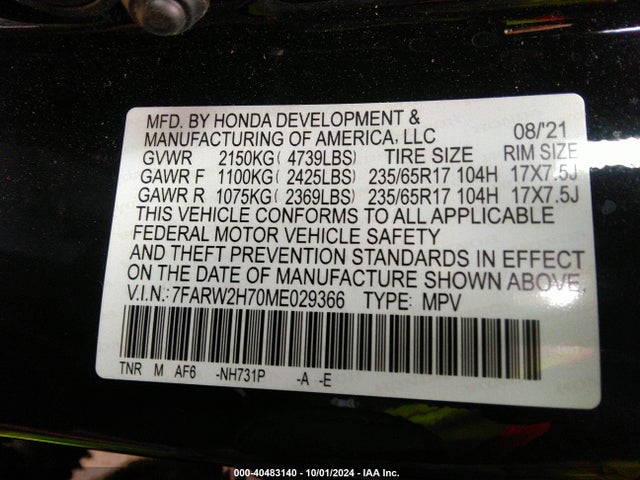 7FARW2H70ME029366 Honda Cr-v Awd Special Edition