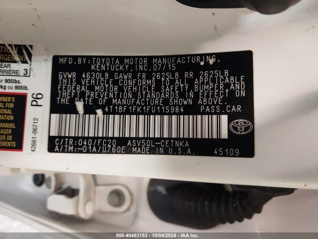 Toyota CAMRY LE 2015 4T1BF1FK1FU115984 Image 9