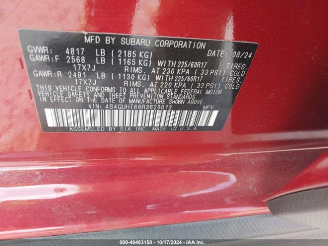 4S4GUHT68R3820013 Subaru Crosstrek Wilderness