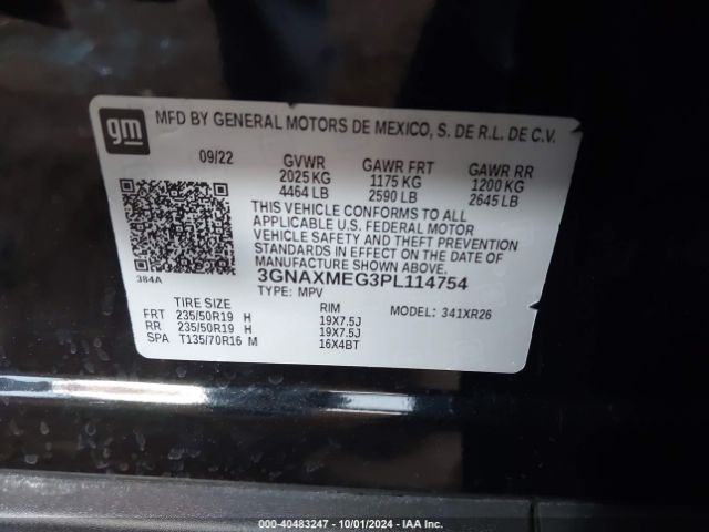 3GNAXMEG3PL114754 Chevrolet Equinox Fwd Rs