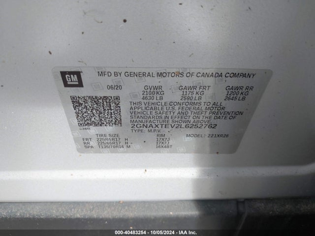 2GNAXTEV2L6252762 Chevrolet Equinox Awd 2fl