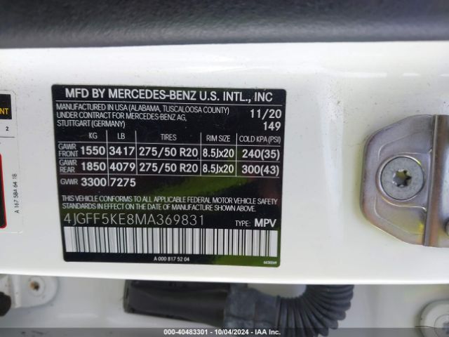 4JGFF5KE8MA369831 Mercedes-Benz Gls 450 4matic