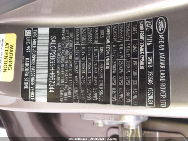 SALCP2BG5HH667344 Land Rover Discovery Sport Se